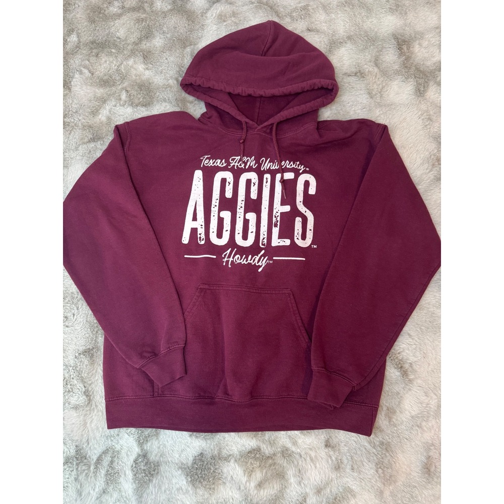 Texas A&M University Aggies Howdy Maroon Hoodie Pullover Sweatshirt Mens M-0608